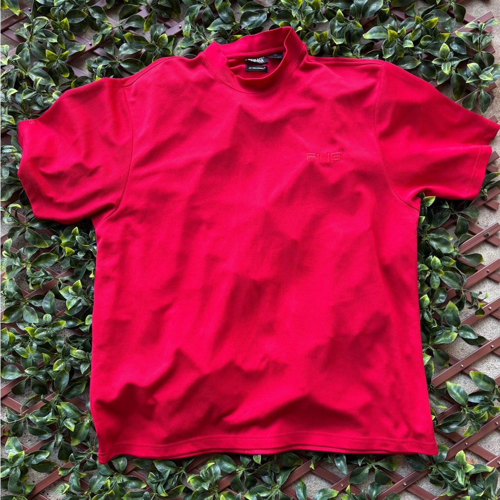 Red Mens Ping Golf Short Sleeve Shirt Red Mens Ping Golf Short Sleeve Shirt